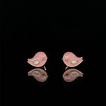 Load image into Gallery viewer, Kids Pink Bird Diamond Stud Earrings, 14k Solid Gold With Enameling, Natural Diamonds, Kids Jewelry, Gift for toddlers, girls and kids
