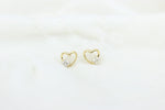 Load image into Gallery viewer, Kids Heart Diamond Stud Earrings, 14k Solid Gold, Natural Diamonds, Kids Jewelry, Gift for toddlers, girls and kids
