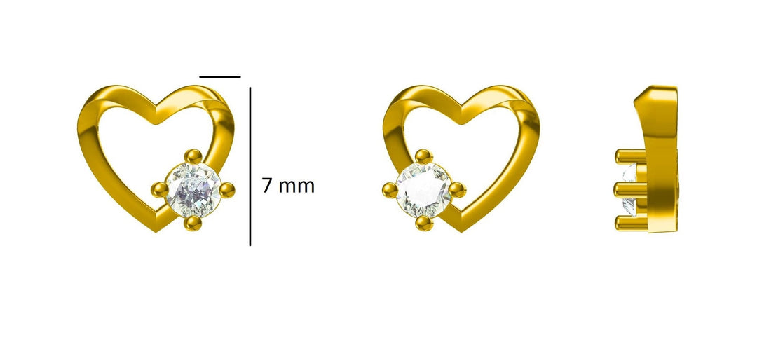 Kids Heart Diamond Stud Earrings, 14k Solid Gold, Natural Diamonds, Kids Jewelry, Gift for toddlers, girls and kids