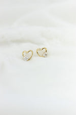 Load image into Gallery viewer, Kids Heart Diamond Stud Earrings, 14k Solid Gold, Natural Diamonds, Kids Jewelry, Gift for toddlers, girls and kids
