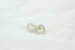 Load image into Gallery viewer, Kids Hollow Heart With Diamond Accents Stud Earrings, 14k Solid Gold, Natural Diamonds, Kids Jewelry, Gift for toddlers, girls and kids

