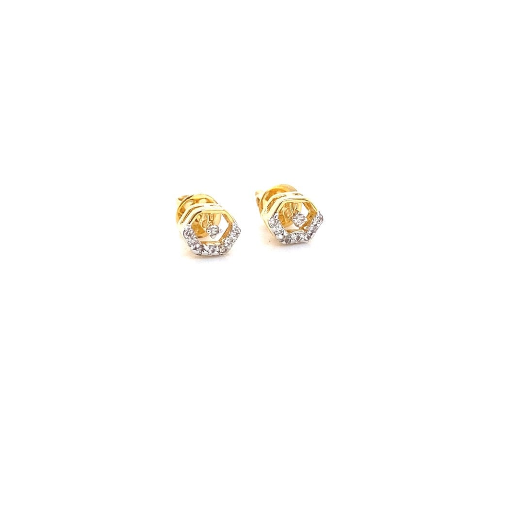 Kids Hexagonal Diamond Stud Earrings, 14k Solid Gold, Natural Diamonds, Kids Jewelry, Gift for toddlers, girls and kids