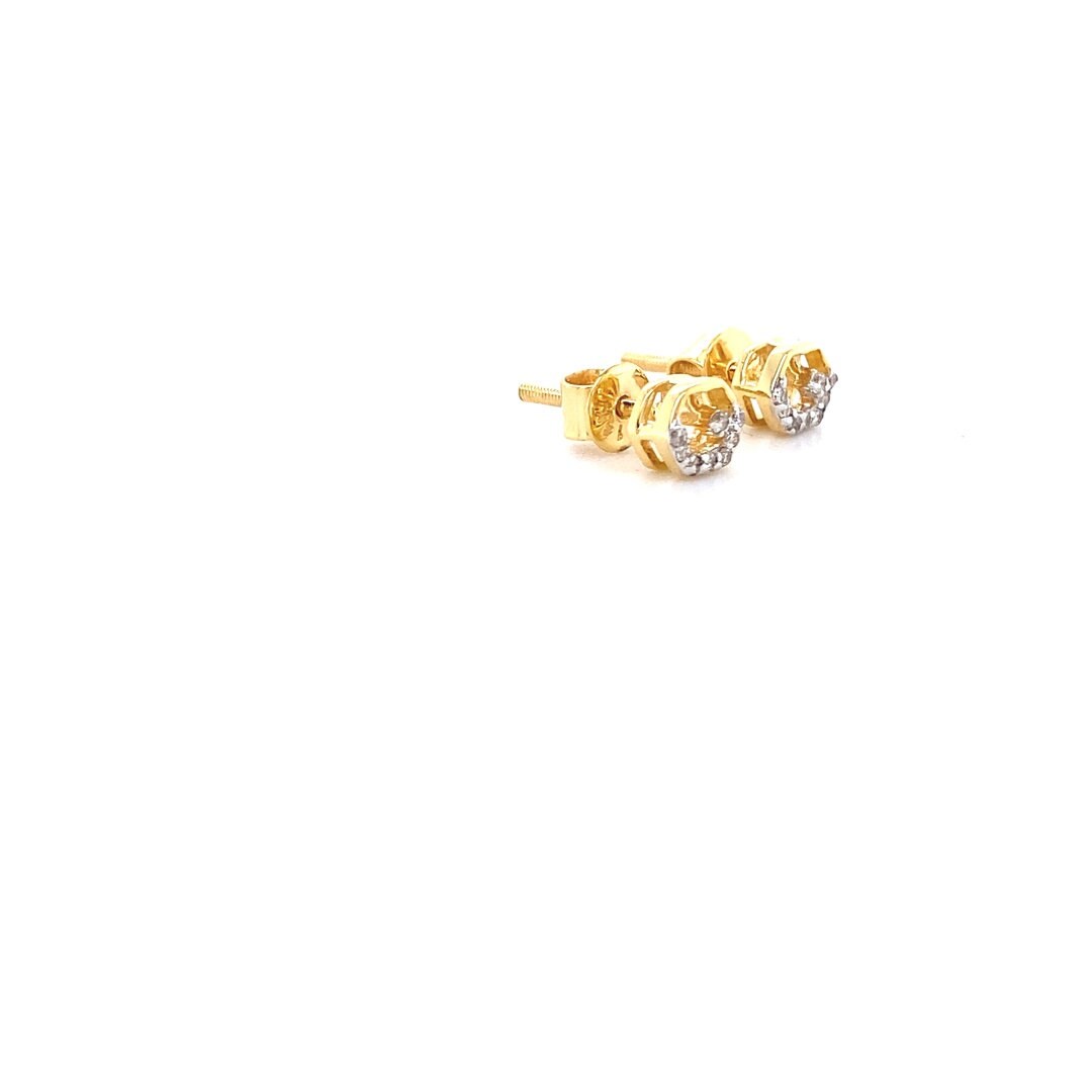 Kids Hexagonal Diamond Stud Earrings, 14k Solid Gold, Natural Diamonds, Kids Jewelry, Gift for toddlers, girls and kids