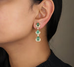 Load image into Gallery viewer, Fancy Emerald Dangle Drop Diamond Earrings, Pear &amp; Emerald Cut Gemstone Earrings, 14k Solid Gold, Natural Diamonds, Gift for her
