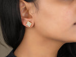 Load image into Gallery viewer, Stud Diamond Earrings, Chess board Design, 14k Solid Gold Earrings, Natural Diamonds, Gift for her
