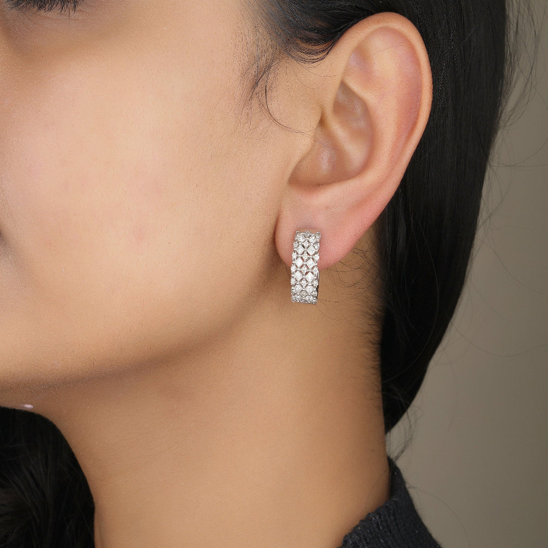Huggie Diamond Earrings, Princess Cut Diamond Earrings, 14k Solid Gold, Natural Diamonds, Gift For her