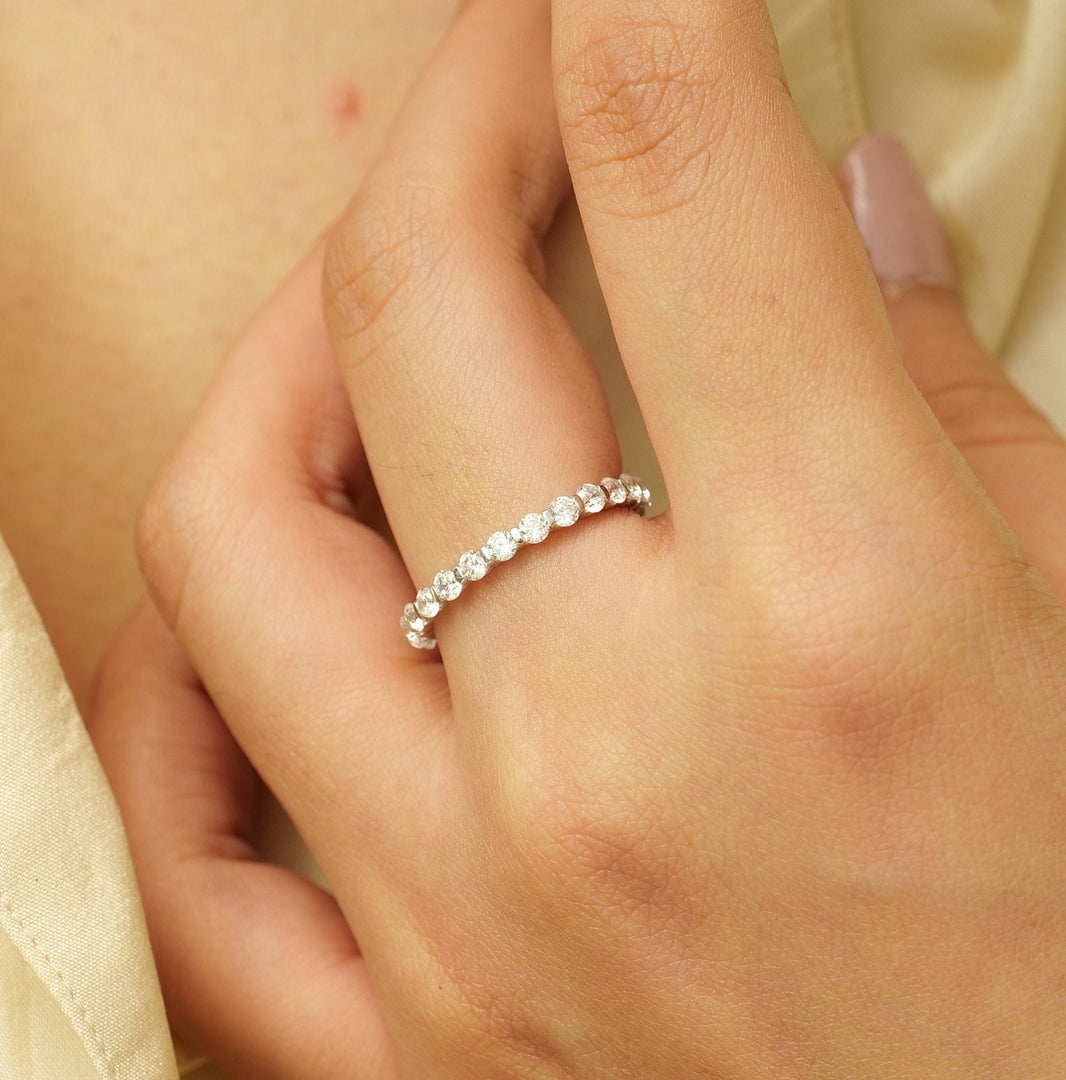 Round Cut Lab Grown Diamond Eternity Band, Certified Diamonds, Solid Gold Wedding Ring, Engagement Stacking Ring, Gift for her