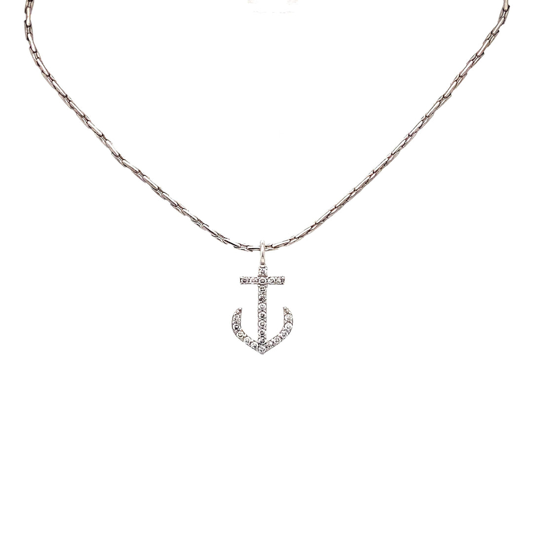 Anchor Diamond Pendant Charm, 14k Solid Gold, Natural Diamonds, Minimalist Gold Anchor Necklace, Dainty Gift for her
