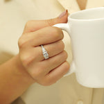 Load image into Gallery viewer, IGI Certified 1ct Lab-grown Diamond Engagement Ring in 14k Solid Gold: 3 Stone Princess Cut Wedding Ring
