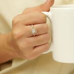 Load image into Gallery viewer, IGI Certified Lab Grown Solitaire Diamond Ring: 14K Solid Gold Square Double Halo Proposal Ring
