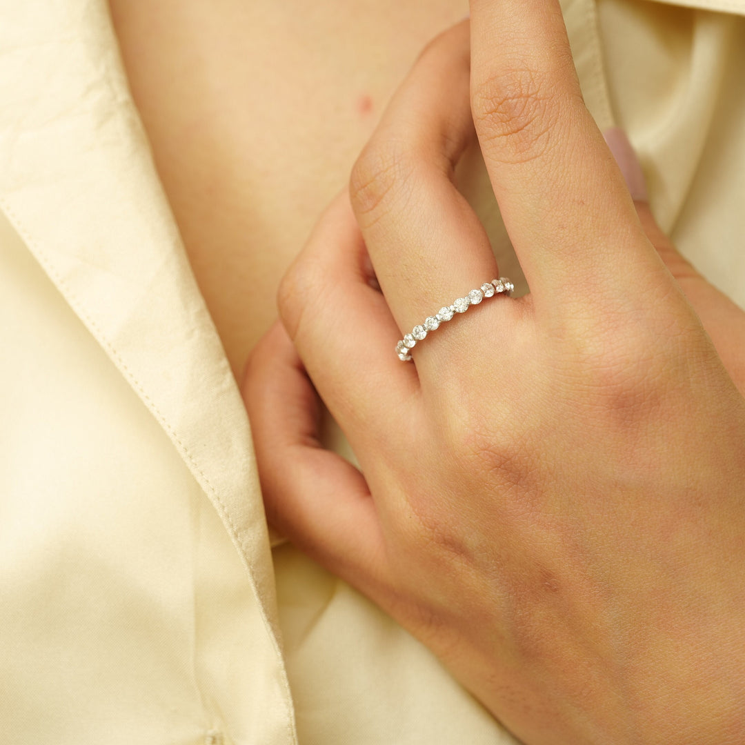 Round Cut Lab Grown Diamond Eternity Band, Certified Diamonds, Solid Gold Wedding Ring, Engagement Stacking Ring, Gift for her