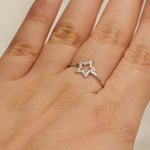 Load image into Gallery viewer, Star Diamond Ring, 14k Solid Gold, Natural Diamonds, Celestial Stackable Ring, Anniversary Gift, Everyday Ring, Minimalist Gift for her
