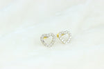 Load image into Gallery viewer, Kids Hollow Heart With Diamond Accents Stud Earrings, 14k Solid Gold, Natural Diamonds, Kids Jewelry, Gift for toddlers, girls and kids
