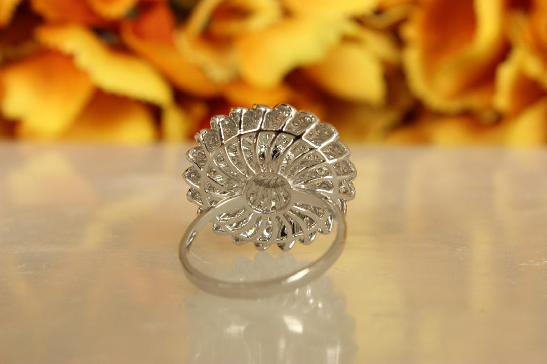 Cultured Pearl Flower Diamond Ring, Gemstone Diamond Ring, 14k Solid Gold, Natural Diamonds, Gift For Her