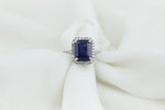 Load image into Gallery viewer, Blue Sapphire Diamond Ring, Gemstone Ring, Emerald Cut Blue Sapphire Ring, 14k Solid Gold, Natural Diamonds, Gift for her
