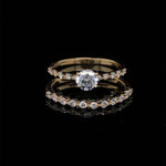 Load image into Gallery viewer, Round Solitaire Ring, Engagement Ring With Supporting Band, 14k Solid Gold, Eternity Ring, Natural Diamonds, Promise Ring, Gift For Her
