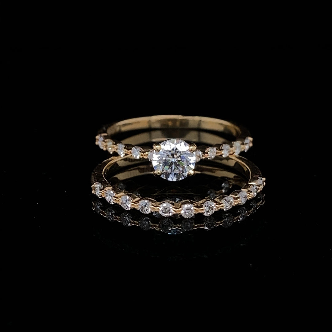 Round Solitaire Ring, Engagement Ring With Supporting Band, 14k Solid Gold, Eternity Ring, Natural Diamonds, Promise Ring, Gift For Her