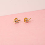 Load image into Gallery viewer, Kids Dragonfly Diamond Accents Stud Earrings, 14k Solid Gold, Natural Diamonds, Kids Jewelry, Gift for toddlers, girls and kids
