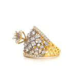 Load image into Gallery viewer, Broad Solitaire Diamond Ring, 14k Solid Gold Diamond Band, Two Toned Ring, Natural Diamonds, Gift for her
