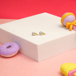 Load image into Gallery viewer, Kids Cone Ice Cream Diamond Stud Earrings, 14k Solid Gold, Natural Diamonds, Kids jewelry, Gift for toddlers, girls and kids
