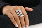 Load image into Gallery viewer, Check Design Cocktail Ring, Patterned Diamond Ring, Triple Shank Cocktail Ring, 14k Solid Gold, Natural Diamonds, Gift for her
