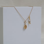 Load image into Gallery viewer, Personalized Initial Necklace, Bird Charm Necklace in 14k Solid Gold, Natural Diamonds, Stacking Two Charm Necklace, Minimalist
