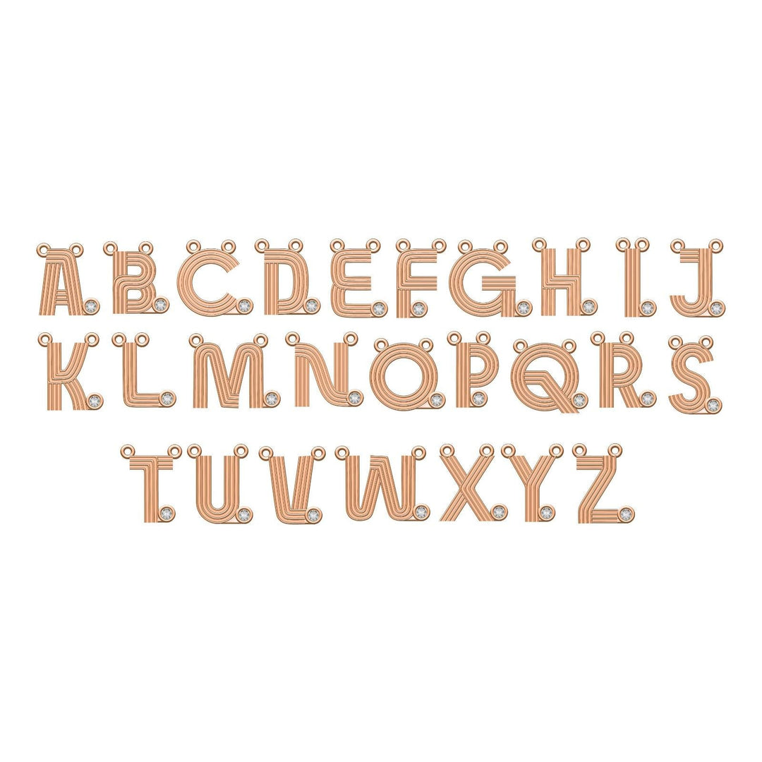 Personalized Initial Natural Diamond Necklace: 14k Solid Gold Stacking Flute Letter Charm, Custom Jewellery, Certified Jewelry