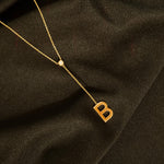 Load image into Gallery viewer, Personalized Initial Lariat Necklace, 14k Solid Gold Diamond Letter, Natural Diamonds, Custom Name Initial Jewelry, Minimalist
