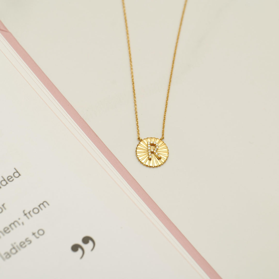 Personalized Initial Medallion Necklace, 14k Solid Gold Diamond Letter, Natural Diamonds, Custom Jewelry, Minimalist Gift For Her