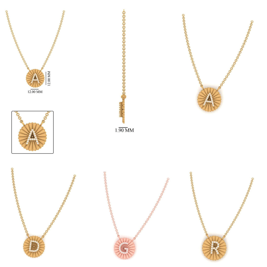 Personalized Initial Medallion Necklace, 14k Solid Gold Diamond Letter, Natural Diamonds, Custom Jewelry, Minimalist Gift For Her