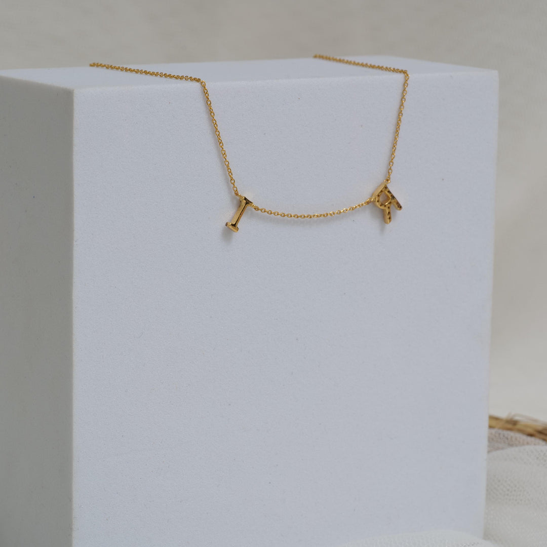 Personalized Initials Charm Diamond Necklace, 14k Solid Gold, Natural Diamonds, Stacking Customized Necklace, Minimalist Everyday Jewelry