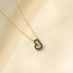 Load image into Gallery viewer, Personalized Initial Enamel Pendant, 14k Solid Gold Diamond Necklace, Natural Diamonds, Custom Jewelry, Minimalist Gift For Her
