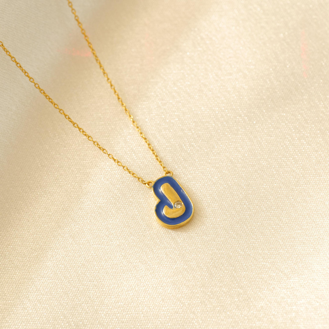 Personalized Initial Enamel Pendant, 14k Solid Gold Diamond Necklace, Natural Diamonds, Custom Jewelry, Minimalist Gift For Her