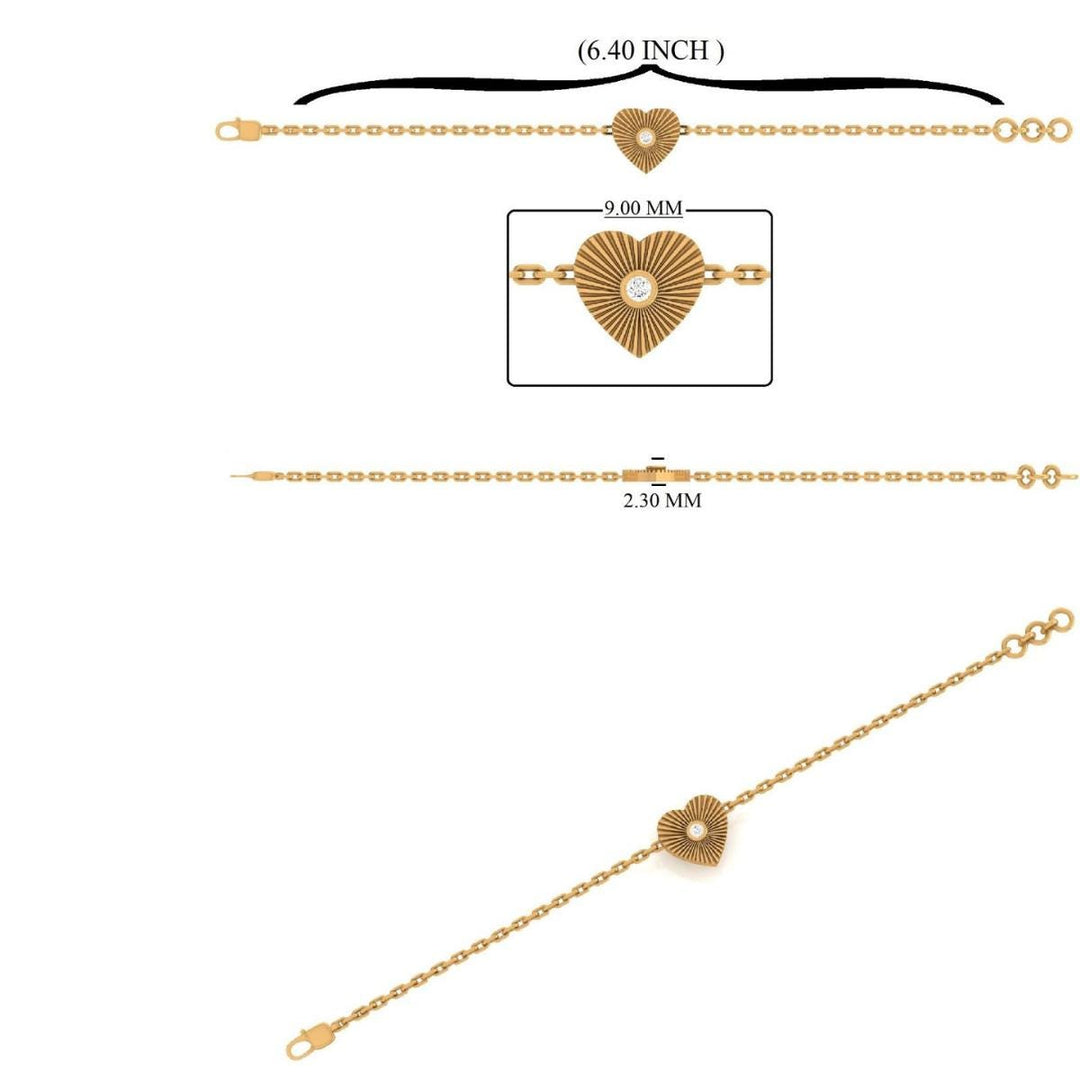 Heart Medallion Diamond Bracelet, 14k Solid Gold, Natural Diamonds, Custom Jewelry, Chain Bracelet, Gift For Her
