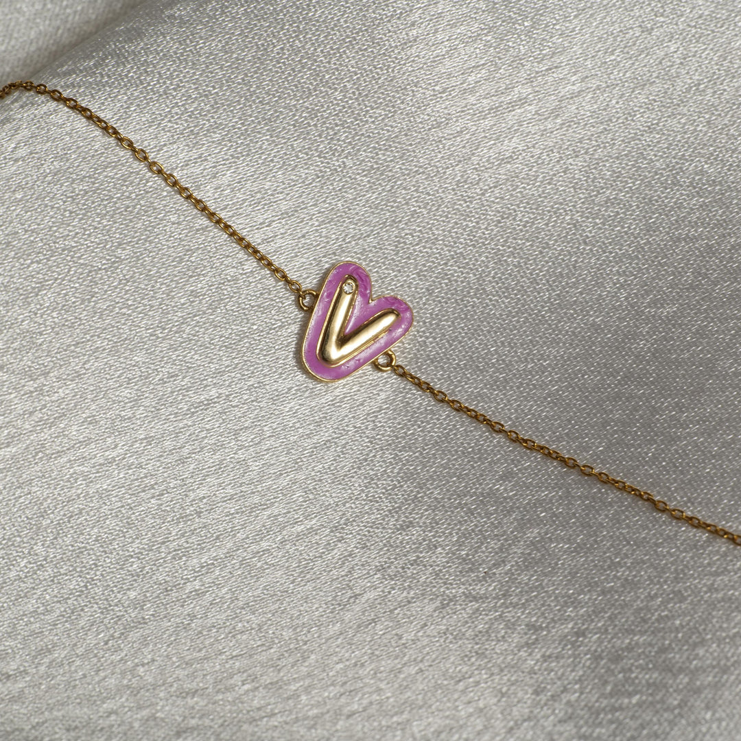 Personalized Initial Enamel Bracelet, 14k Solid Gold Chain Bracelet, Natural Diamonds, Stacking Custom Jewelry, Minimalist Gift For Her