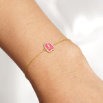 Load image into Gallery viewer, Personalized Initial Halo Diamond Enamel Bracelet, 14k Solid Gold Chain, Natural Diamonds, Stacking Custom Jewelry, Minimalist Gift For Her
