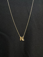 Load image into Gallery viewer, Personalized Initial Pendant Necklace, 14k Solid Gold Diamond Flute Letter, Natural Diamonds, Minimalist Custom Jewelry, Gift For Her
