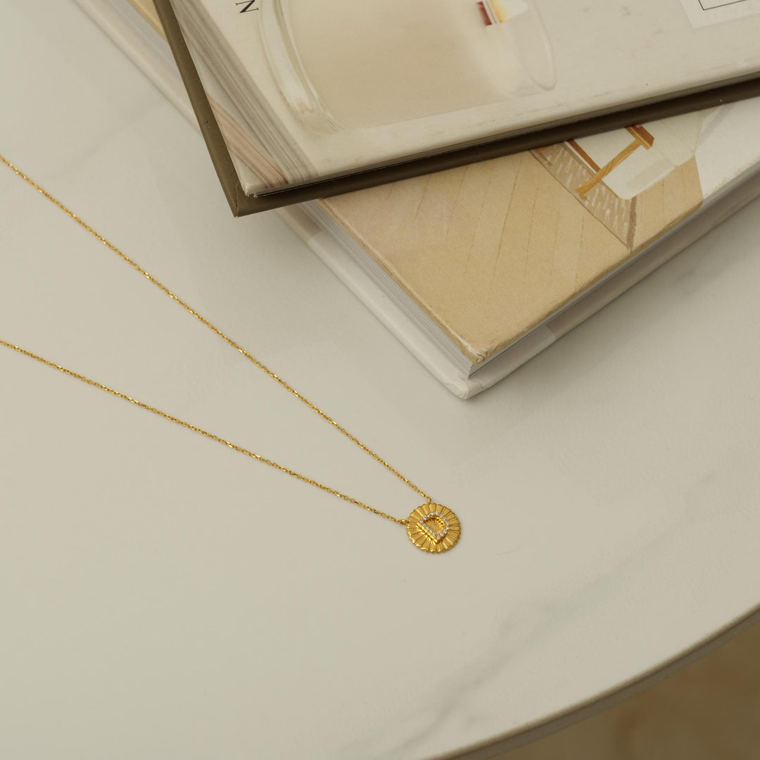 Personalized Initial Medallion Necklace, 14k Solid Gold Diamond Letter, Natural Diamonds, Custom Jewelry, Minimalist Gift For Her