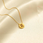 Load image into Gallery viewer, Personalized Initial Medallion Necklace, 14k Solid Gold Diamond Letter, Natural Diamonds, Custom Jewelry, Minimalist Gift For Her
