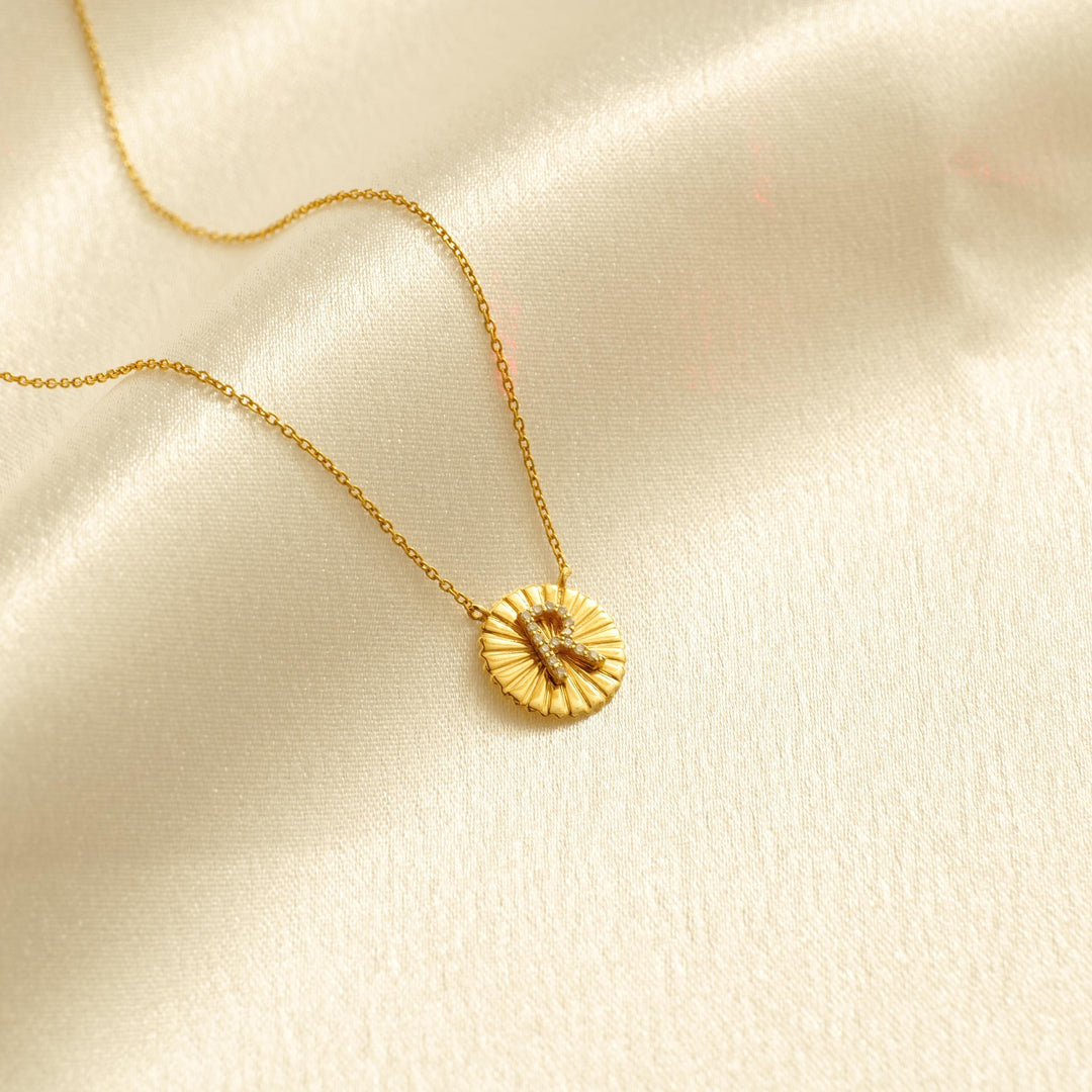 Personalized Initial Medallion Necklace, 14k Solid Gold Diamond Letter, Natural Diamonds, Custom Jewelry, Minimalist Gift For Her