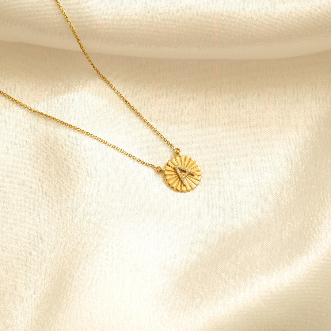 Personalized Initial Medallion Necklace, 14k Solid Gold Diamond Letter, Natural Diamonds, Custom Jewelry, Minimalist Gift For Her