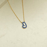 Load image into Gallery viewer, Personalized Initial Enamel Pendant, 14k Solid Gold Diamond Necklace, Natural Diamonds, Custom Jewelry, Minimalist Gift For Her
