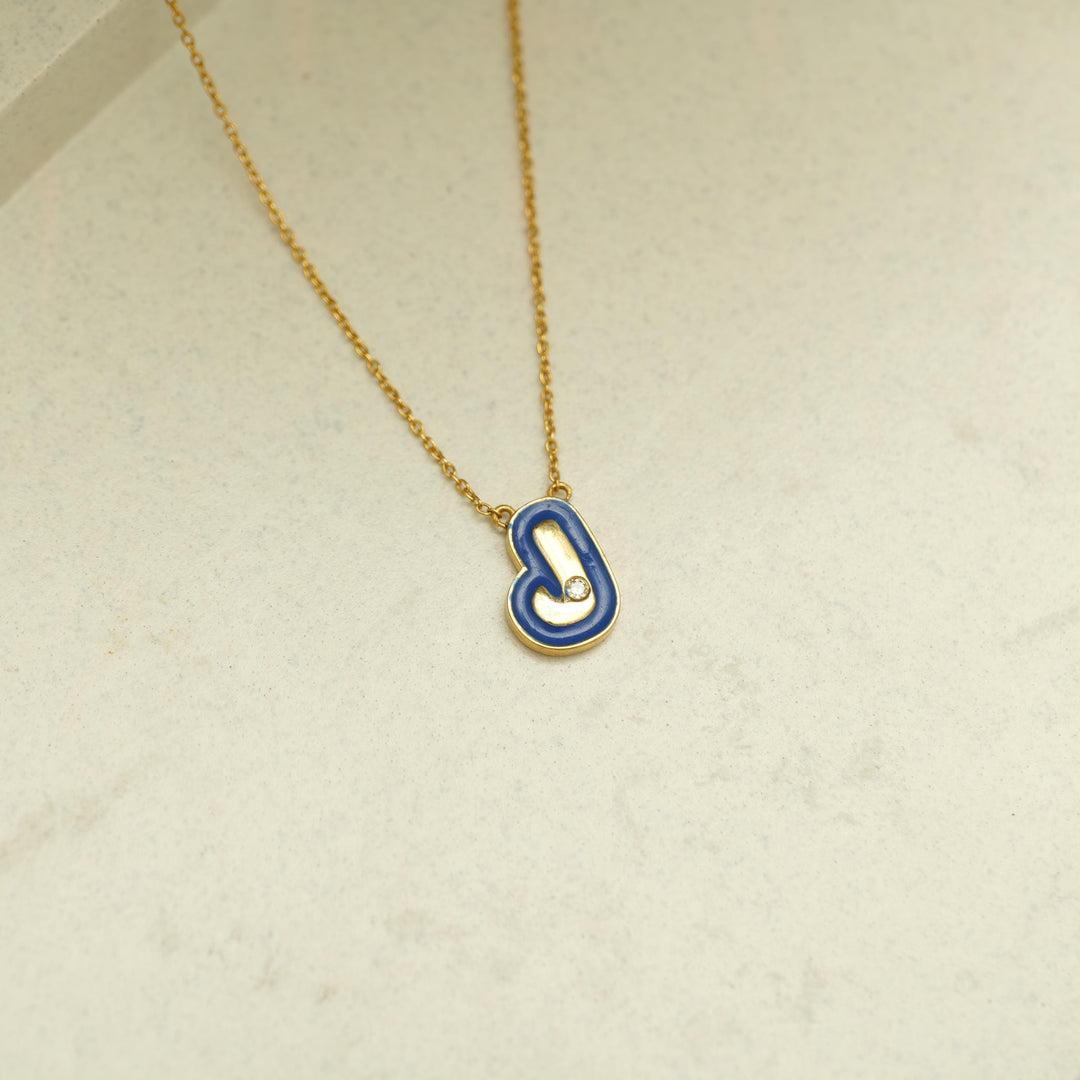 Personalized Initial Enamel Pendant, 14k Solid Gold Diamond Necklace, Natural Diamonds, Custom Jewelry, Minimalist Gift For Her