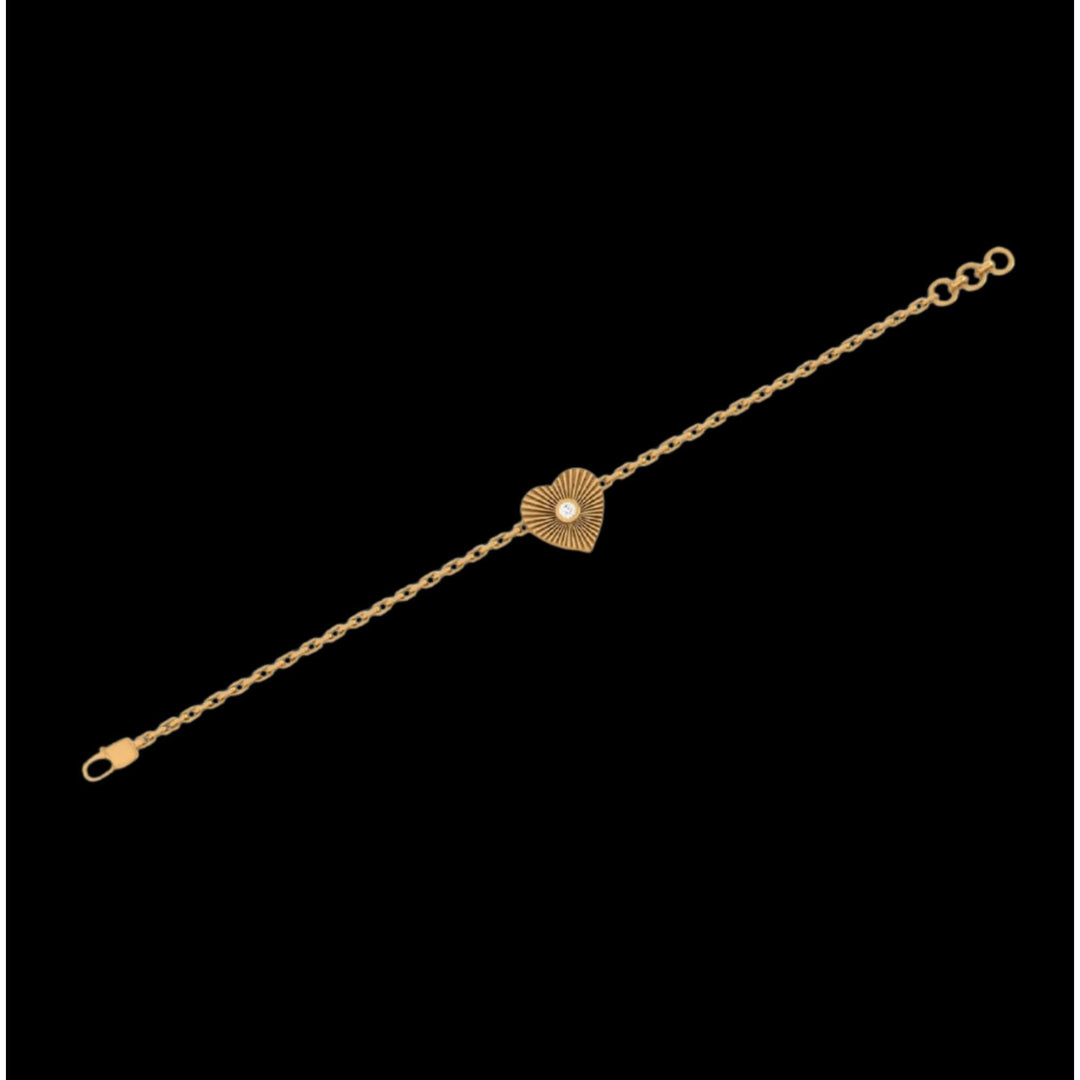 Heart Medallion Diamond Bracelet, 14k Solid Gold, Natural Diamonds, Custom Jewelry, Chain Bracelet, Gift For Her