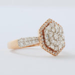 Load image into Gallery viewer, Hexagonal Halo Diamond Ring, 14k Solid Gold, Natural Diamonds, Cocktail Cluster Ring, Statement Bridal Jewelry, Geometric Ring, Gift For Her
