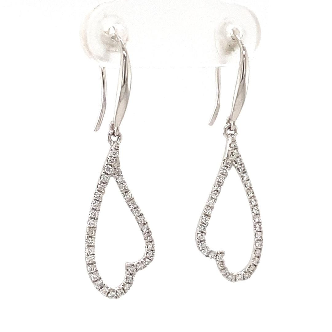 Open Heart Natural Diamonds Dangle Earrings: 14k Solid Gold Everyday Lightweight Jewellery, Certified Jewelry