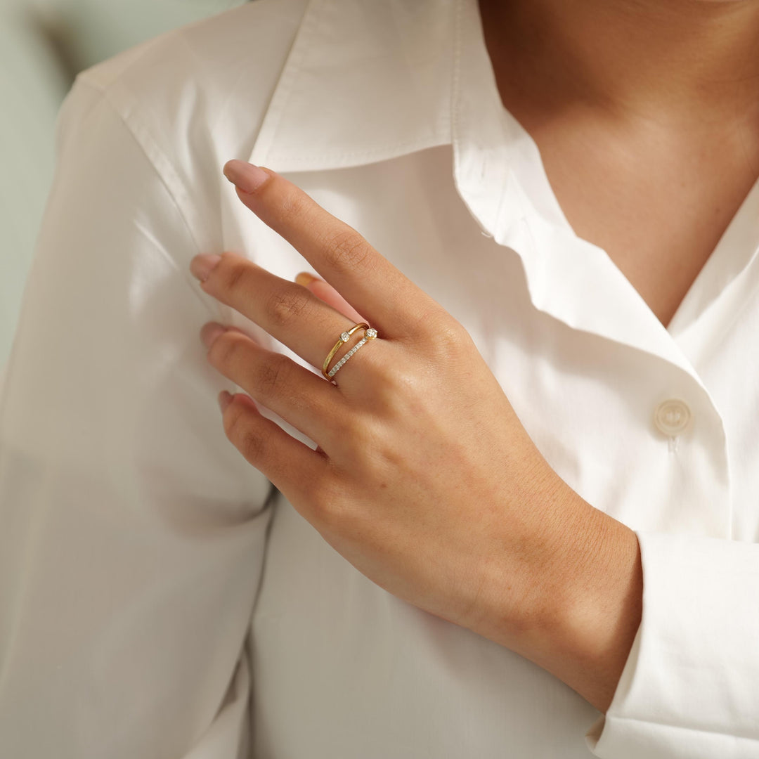 Diamond Engagement Ring, 14K Solid Gold, Split Band Diamond Ring, Natural Diamonds, Promise Ring, Proposal Stacking Ring, Gift For Her