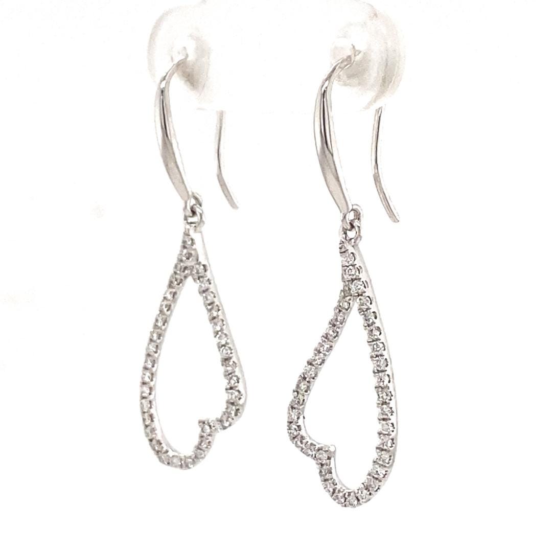 Open Heart Drop Earrings, 14k Solid Gold IGI Certified, Heart Everyday Dangle Earrings, Natural Diamonds, Lightweight Jewelry, Gift For Her