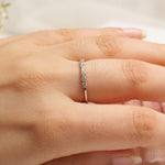 Load image into Gallery viewer, Diamond Promise Band Ring, 14k Solid Gold, Natural Diamonds, Everyday Jewelry, Stackable Ring, Ready To Ship, Women&#39;s Day Gift
