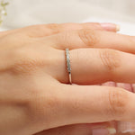 Load image into Gallery viewer, Diamond Promise Band Ring, 14k Solid Gold, Natural Diamonds, Everyday Jewelry, Stackable Ring, Ready To Ship, Women&#39;s Day Gift
